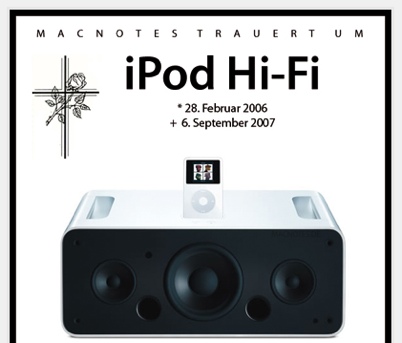 MACNOTES.DE � Betthupferl: Macnotes trauert um den iPod Hi-Fi