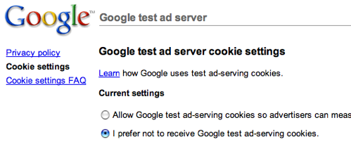 Google test ad server
